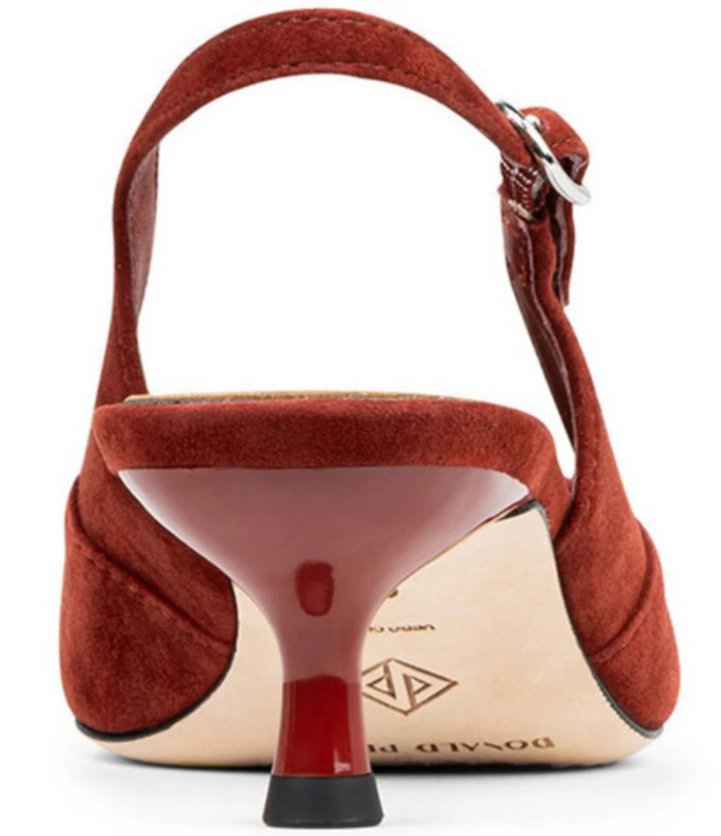 Donald Pliner Sodashi Suede Pointed Toe Slingback Kitten Heel Pumps