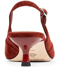 Donald Pliner Sodashi Suede Pointed Toe Slingback Kitten Heel Pumps