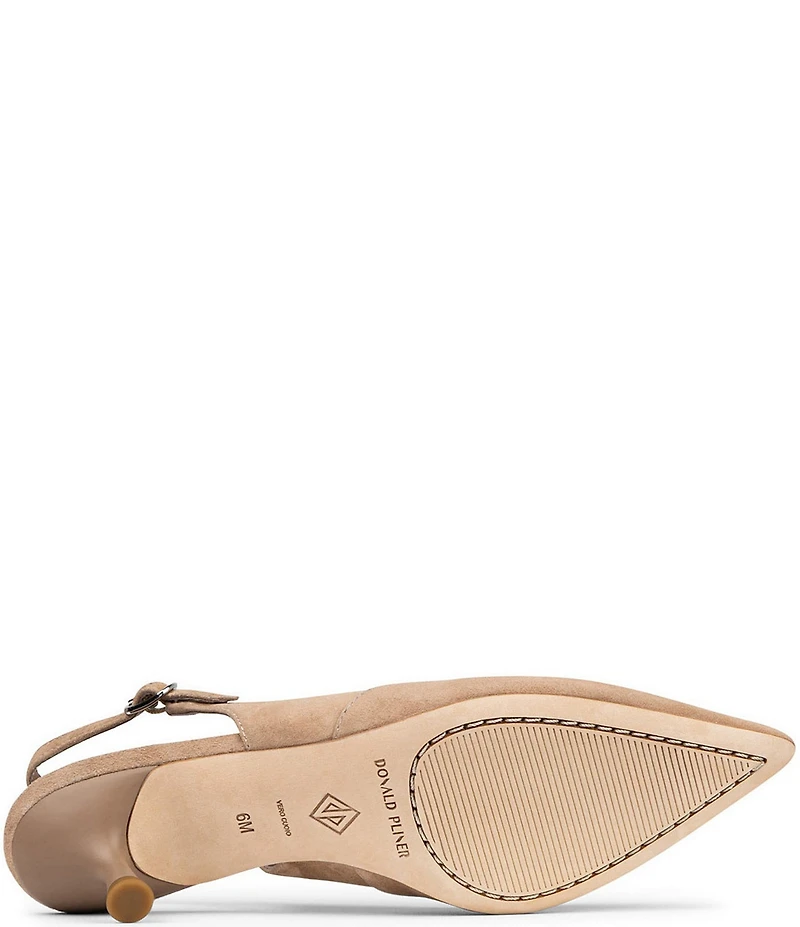 Donald Pliner Sodashi Suede Pointed Toe Slingback Kitten Heel Pumps