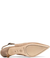 Donald Pliner Sodashi Suede Pointed Toe Slingback Kitten Heel Pumps