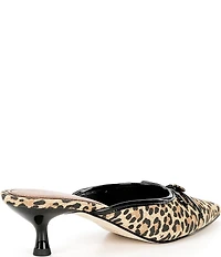 Donald Pliner Soel Leopard Print Bow Pointed Toe Kitten Heel Mules