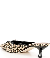 Donald Pliner Soel Leopard Print Bow Pointed Toe Kitten Heel Mules