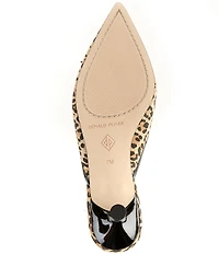 Donald Pliner Soel Leopard Print Bow Pointed Toe Kitten Heel Mules