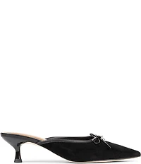 Donald Pliner Soel Suede Charm Bow Kitten Heel Dress Mules