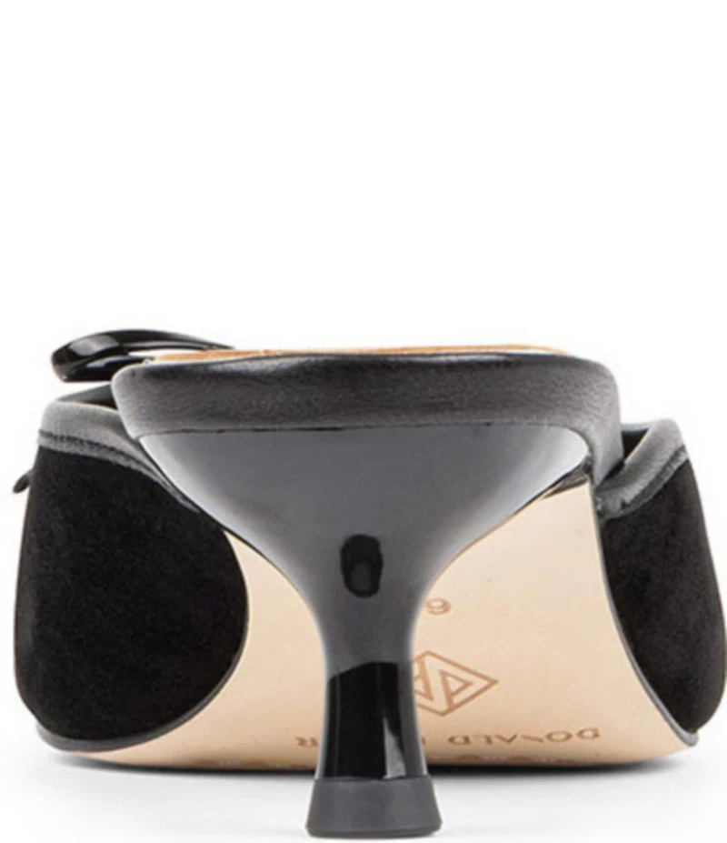 Donald Pliner Soel Suede Charm Bow Kitten Heel Dress Mules