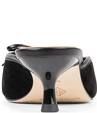 Donald Pliner Soel Suede Charm Bow Kitten Heel Dress Mules