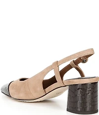 Donald Pliner Song Suede Croco Patent Leather Cap Toe Slingback Pumps