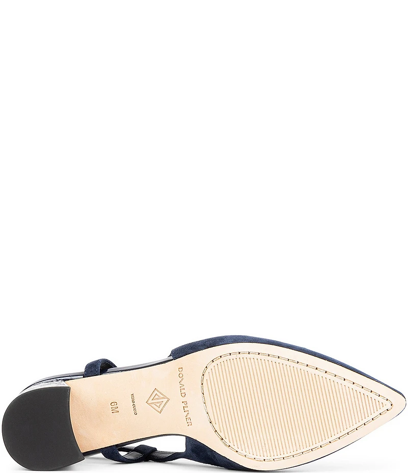 Donald Pliner Song Suede Crocodile Embossed Block Heel Slingback Dress Pumps