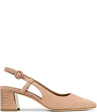Donald Pliner Song Suede Slingback Croco Embossed Block Heel Dress Pumps