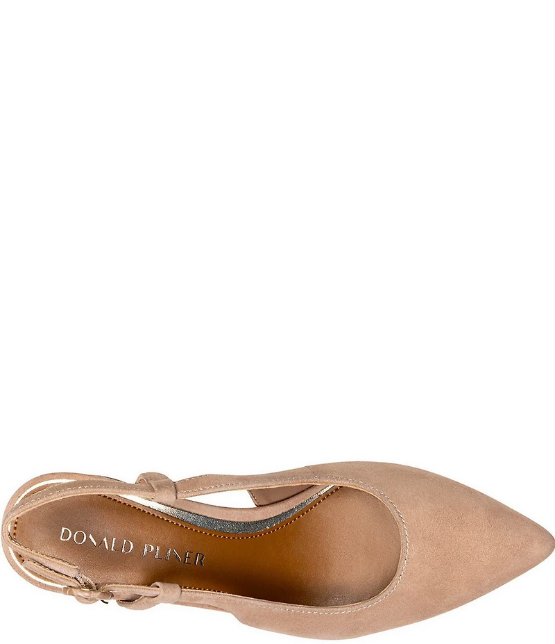 Donald Pliner Song Suede Slingback Croco Embossed Block Heel Dress Pumps