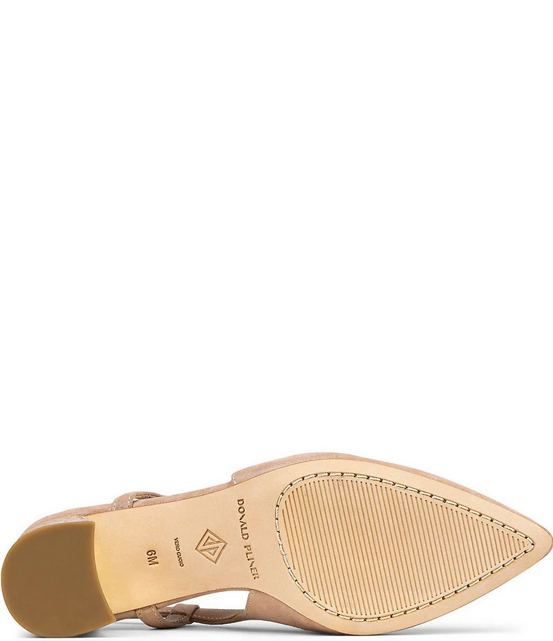 Donald Pliner Song Suede Slingback Croco Embossed Block Heel Dress Pumps