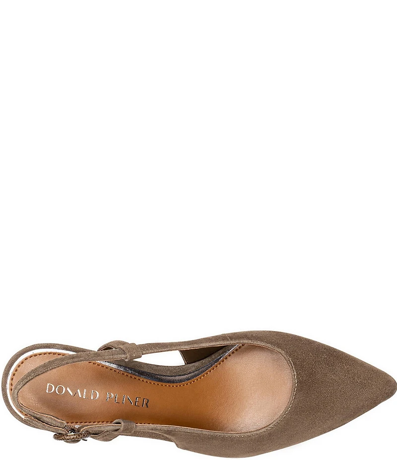 Donald Pliner Song Suede Slingback Lizard Embossed Block Heel Dress Pumps