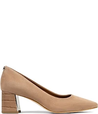 Donald Pliner Suzette Suede Croco Embossed Block Heel Pumps