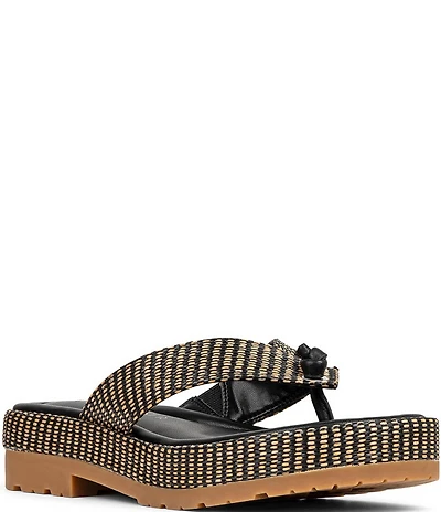 Donald Pliner Sylverr Raffia Thong Platform Sandals