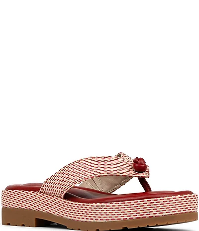Donald Pliner Sylverr Raffia Thong Platform Sandals