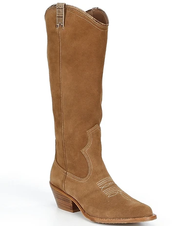 Donald Pliner Tahlia Suede Point Toe Tall Western Block Heel Boots
