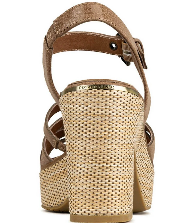 Donald Pliner Tyna Leather Woven Raffia Block Heel Platform Sandals