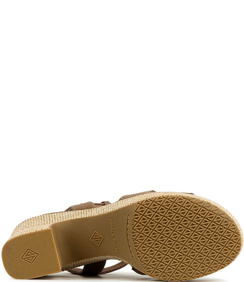 Donald Pliner Tyna Leather Woven Raffia Block Heel Platform Sandals