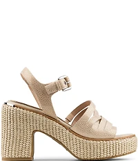 Donald Pliner Tyna Metallic Leather Woven Jute Block Heel Platform Sandals