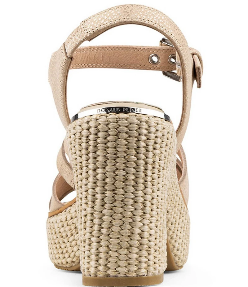 Donald Pliner Tyna Metallic Leather Woven Jute Block Heel Platform Sandals