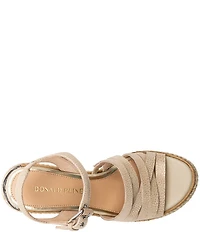 Donald Pliner Tyna Metallic Leather Woven Jute Block Heel Platform Sandals