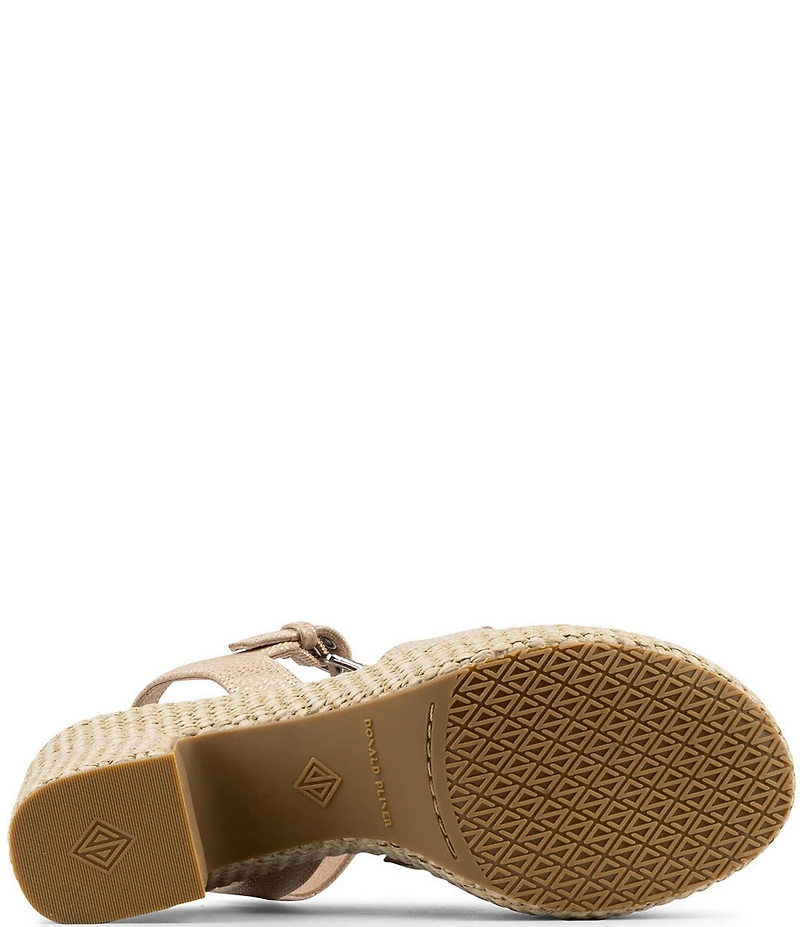 Donald Pliner Tyna Metallic Leather Woven Jute Block Heel Platform Sandals
