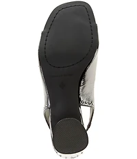 Donald Pliner Vasta Patent Leather Triple Buckle Ankle Strap Studded Block Heel Sandals