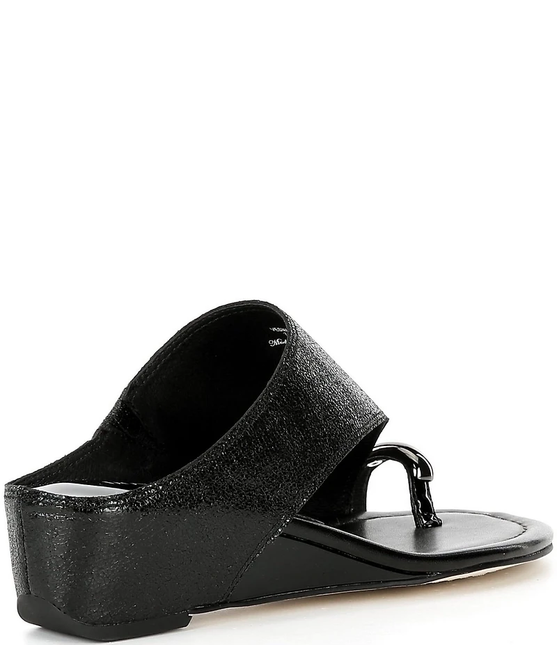 Donald Pliner Vesna Asymmetrical Leather Toe Ring Wedge Sandals