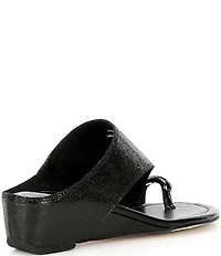 Donald Pliner Vesna Asymmetrical Leather Toe Ring Wedge Sandals