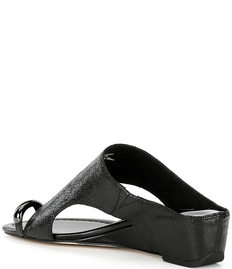 Donald Pliner Vesna Asymmetrical Leather Toe Ring Wedge Sandals