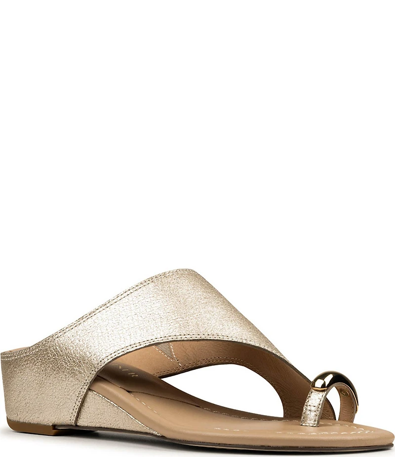 Donald Pliner Vesna Asymmetrical Leather Toe Ring Wedge Sandals