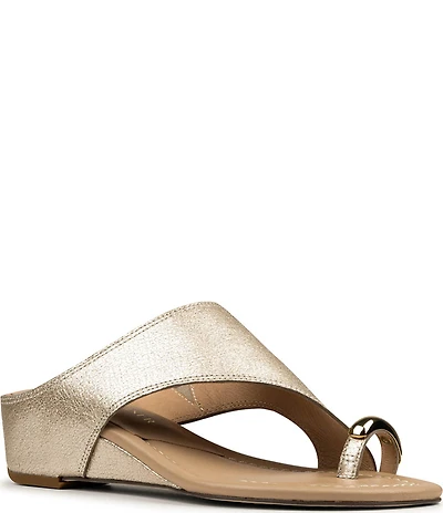 Donald Pliner Vesna Asymmetrical Leather Toe Ring Wedge Sandals