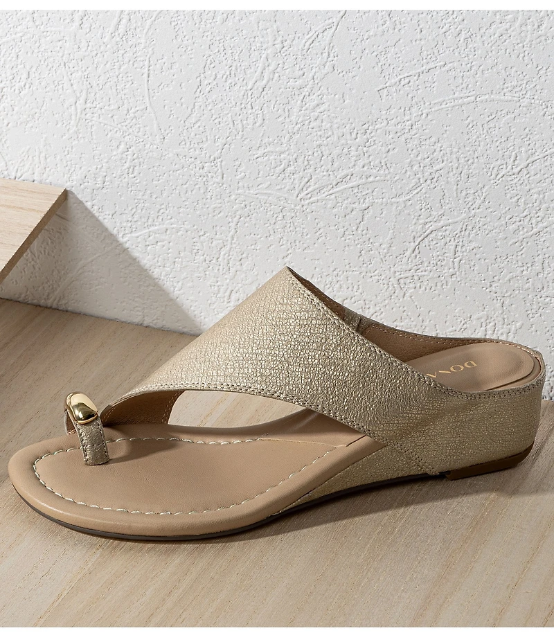 Donald Pliner Vesna Asymmetrical Leather Toe Ring Wedge Sandals