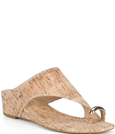 Donald Pliner Vesna Cork Toe Ring Slide Wedge Sandals