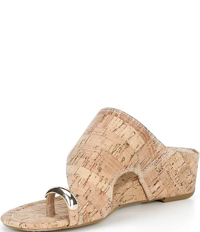 Donald Pliner Vesna Cork Toe Ring Slide Wedge Sandals
