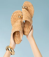 Donald Pliner Vesna Cork Toe Ring Slide Wedge Sandals