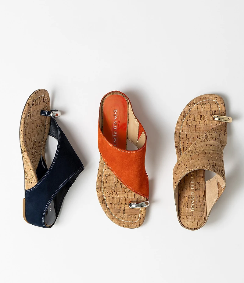 Donald Pliner Vesna Cork Toe Ring Slide Wedge Sandals