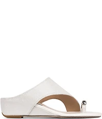 Donald Pliner Vesna Metallic Lizard Print Leather Toe Ring Wedge Sandals