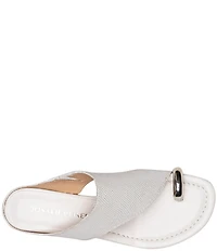 Donald Pliner Vesna Metallic Lizard Print Leather Toe Ring Wedge Sandals