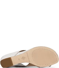 Donald Pliner Vesna Metallic Lizard Print Leather Toe Ring Wedge Sandals