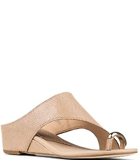 Donald Pliner Vesna Iridescent Snake Print Toe Ring Wedge Sandals