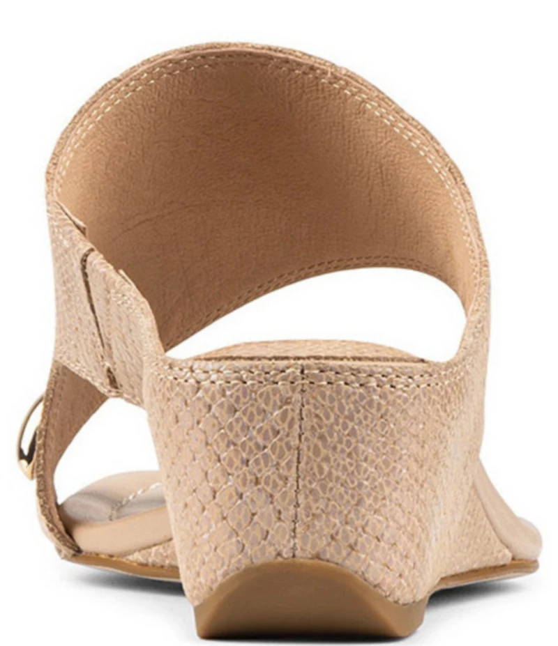 Donald Pliner Vesna Iridescent Snake Print Toe Ring Wedge Sandals