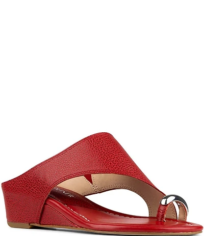 Donald Pliner Vesna Leather Toe Ring Wedge Sandals