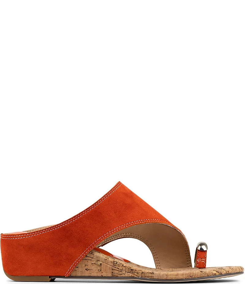 Donald Pliner Vesna Suede Toe Ring Cork Wedge Sandals