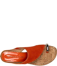 Donald Pliner Vesna Suede Toe Ring Cork Wedge Sandals