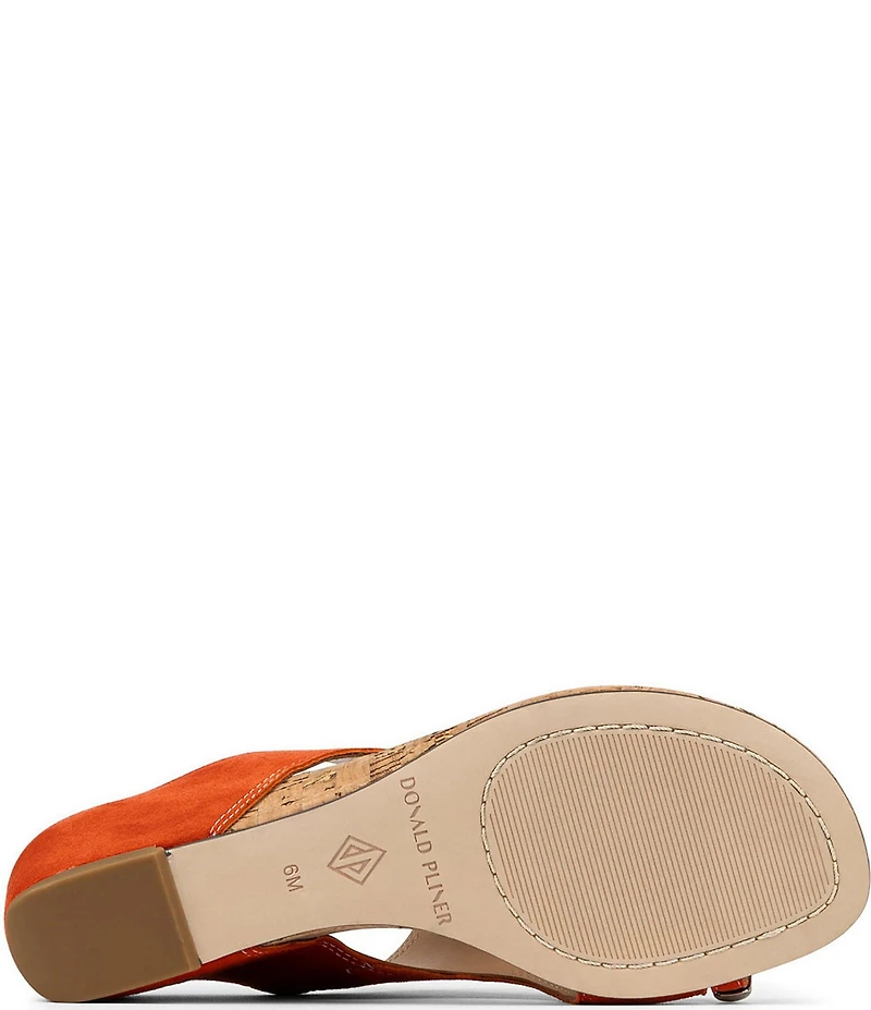 Donald Pliner Vesna Suede Toe Ring Cork Wedge Sandals
