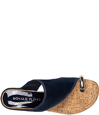 Donald Pliner Vesna Suede Toe Ring Cork Wedge Sandals