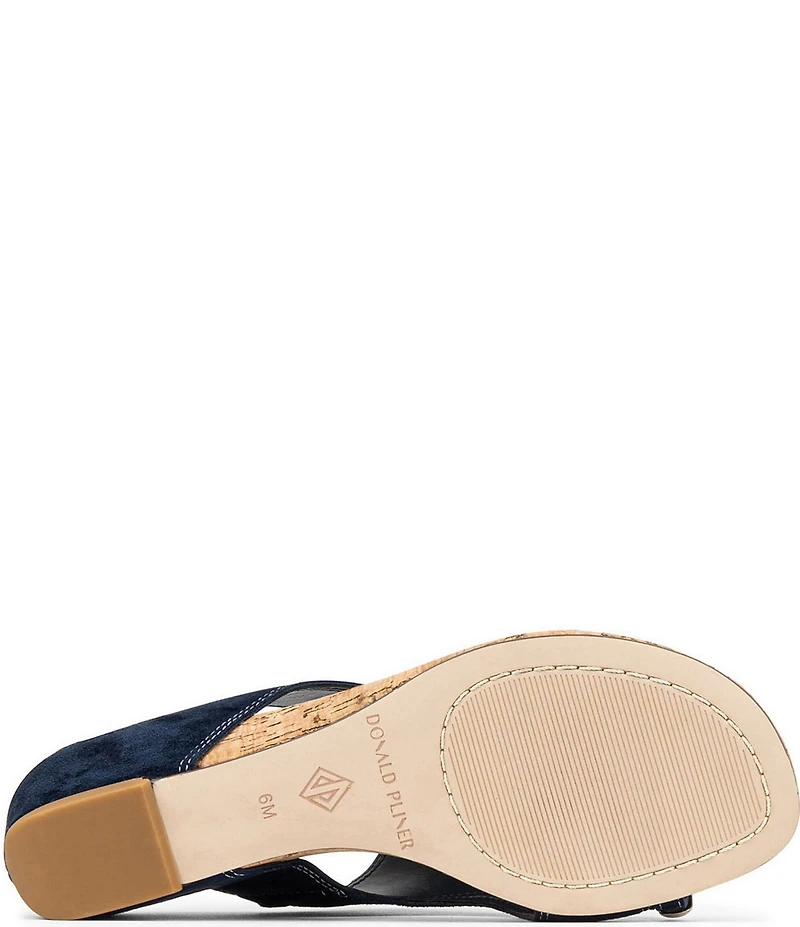 Donald Pliner Vesna Suede Toe Ring Cork Wedge Sandals