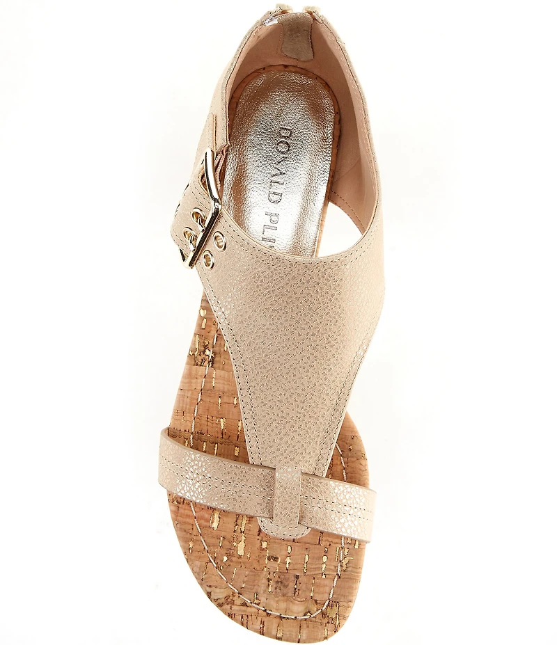 Donald Pliner Virgina Metallic Leather Gladiator Wedge Sandals