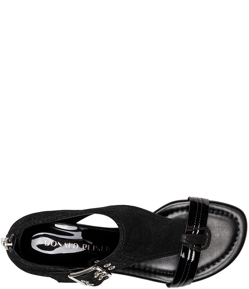 Donald Pliner Virgina Patent Leather T-Strap Wedge Sandals